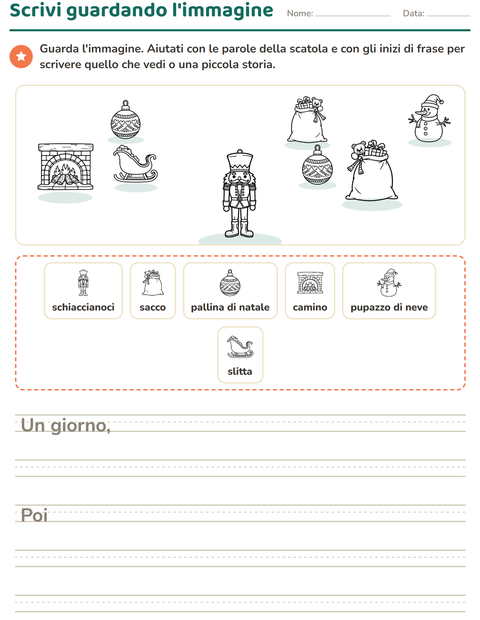 Anteprima della scheda di Produzione scritta con Natale B&N 2 per Scuola primaria classe seconda