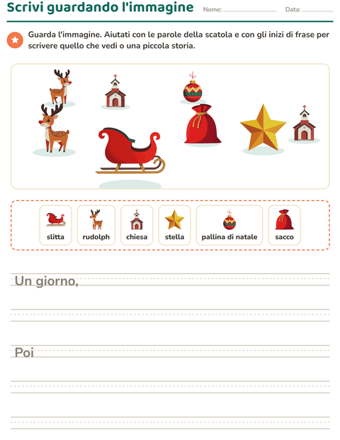 Anteprima della scheda di Produzione scritta con Natale per Scuola primaria classe seconda