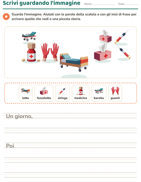 Anteprima della scheda di Produzione scritta con Ospedale per Scuola primaria classe seconda