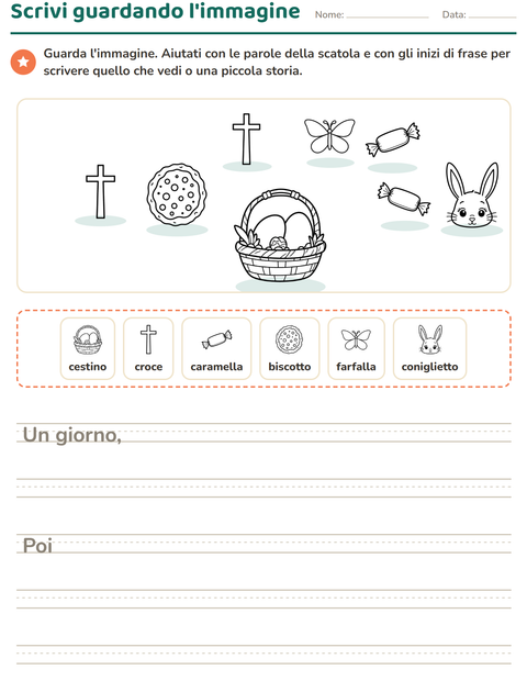Anteprima della scheda di Produzione scritta con Pasqua BN per Scuola primaria classe seconda