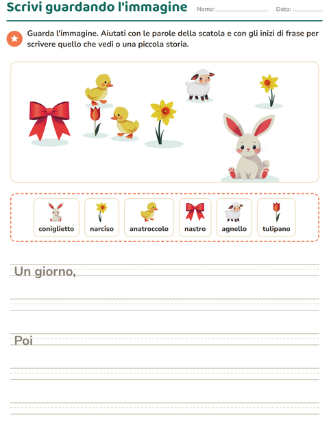 Anteprima della scheda di Produzione scritta con Pasqua per Scuola primaria classe seconda