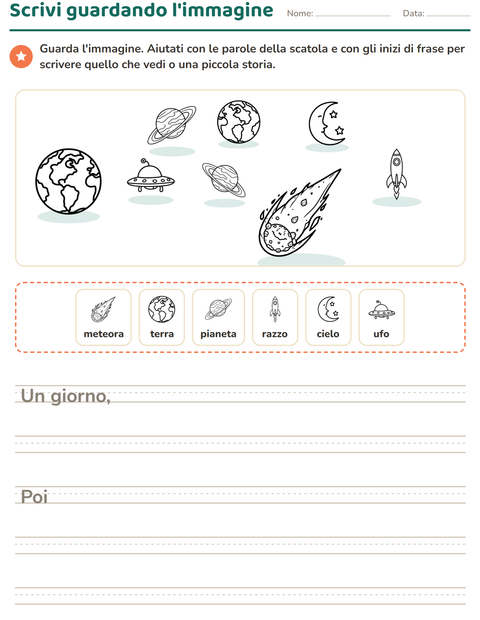 Anteprima della scheda di Produzione scritta con Spazio BN per Scuola primaria classe seconda