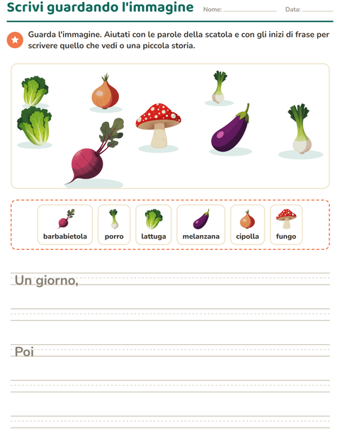 Anteprima della scheda di Produzione scritta con Verdure per Scuola primaria classe seconda