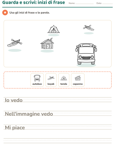 Anteprima della scheda di Produzione scritta con Viaggi e Vacanze BN per Scuola primaria classe seconda