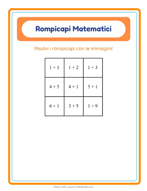 Anteprima della scheda di Puzzle Matematico con Animali della fattoria per Scuola primaria classe prima