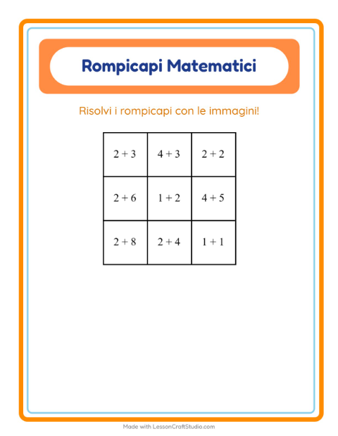Anteprima della scheda di Puzzle Matematico con Dinosauri per Scuola primaria classe prima