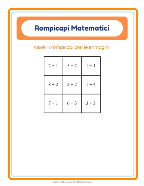 Anteprima della scheda di Puzzle Matematico con In giro per casa per Scuola primaria classe prima