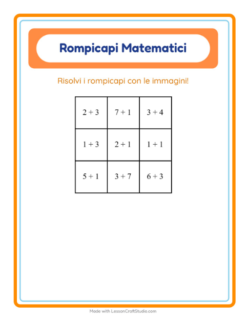Anteprima della scheda di Puzzle Matematico con Panetteria per Scuola primaria classe prima