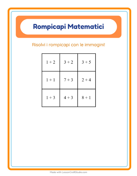 Anteprima della scheda di Puzzle Matematico con Professioni per Scuola primaria classe prima