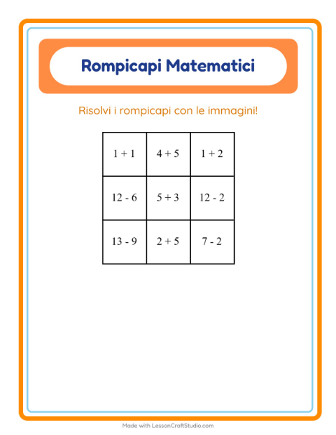 Anteprima della scheda di Puzzle Matematico con 4 luglio per Scuola primaria classe prima