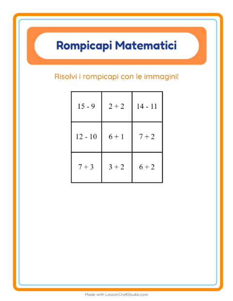 Anteprima della scheda di Puzzle Matematico con Al supermercato per Scuola primaria classe prima