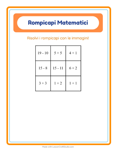 Anteprima della scheda di Puzzle Matematico con Giorno del Ringraziamento per Scuola primaria classe prima