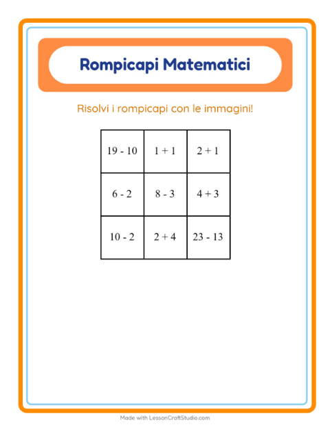 Anteprima della scheda di Puzzle Matematico con Pasqua per Scuola primaria classe prima