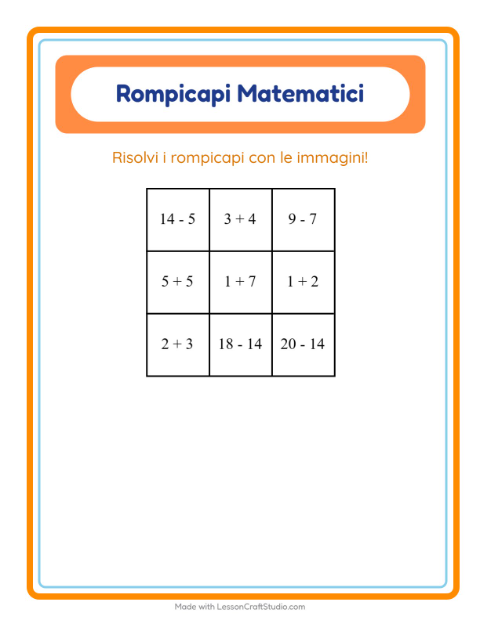 Anteprima della scheda di Puzzle Matematico con Primavera per Scuola primaria classe prima