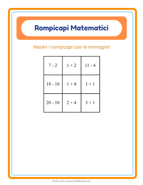 Anteprima della scheda di Puzzle Matematico con Ufficio postale per Scuola primaria classe prima