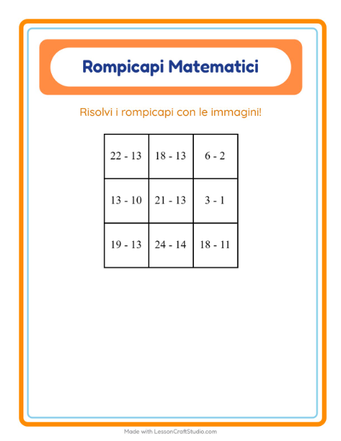 Anteprima della scheda di Puzzle Matematico con Accessori per Scuola primaria classe prima