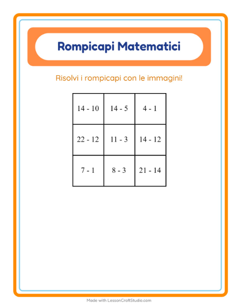 Anteprima della scheda di Puzzle Matematico con Aula per Scuola primaria classe prima