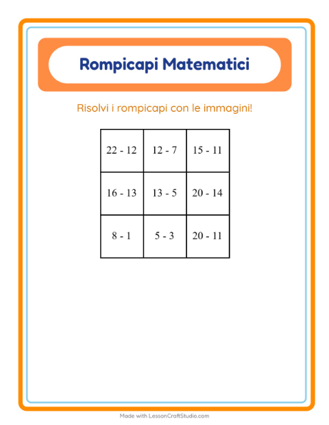 Anteprima della scheda di Puzzle Matematico con Cose che volano per Scuola primaria classe prima