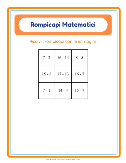 Anteprima della scheda di Puzzle Matematico con Insetti e scarafaggi per Scuola primaria classe prima