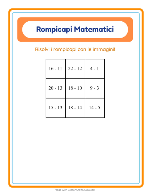 Anteprima della scheda di Puzzle Matematico con Panetteria per Scuola primaria classe prima