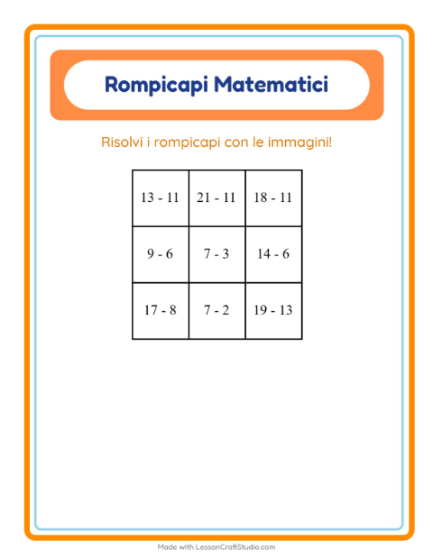 Anteprima della scheda di Puzzle Matematico con Verdure per Scuola primaria classe prima