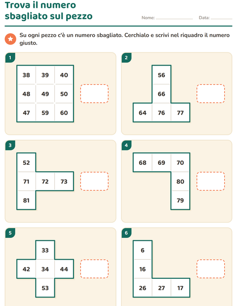 Anteprima della scheda di Puzzle della tavola del 100 per Scuola primaria classe prima