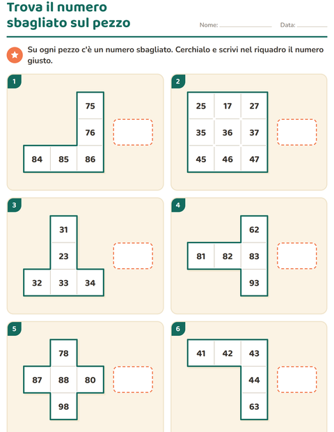 Anteprima della scheda di Puzzle della tavola del 100 per Scuola primaria classe prima