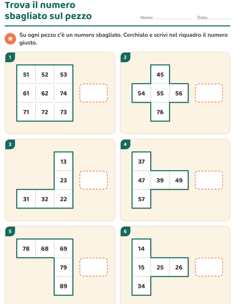 Anteprima della scheda di Puzzle della tavola del 100 per Scuola primaria classe prima