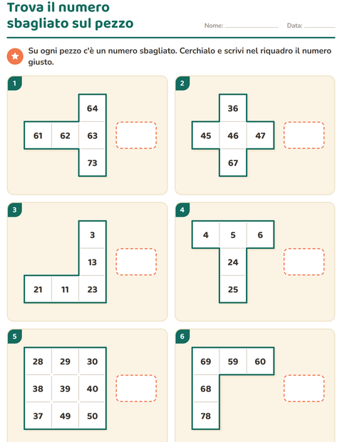 Anteprima della scheda di Puzzle della tavola del 100 per Scuola primaria classe prima