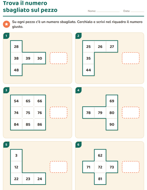 Anteprima della scheda di Puzzle della tavola del 100 per Scuola primaria classe prima