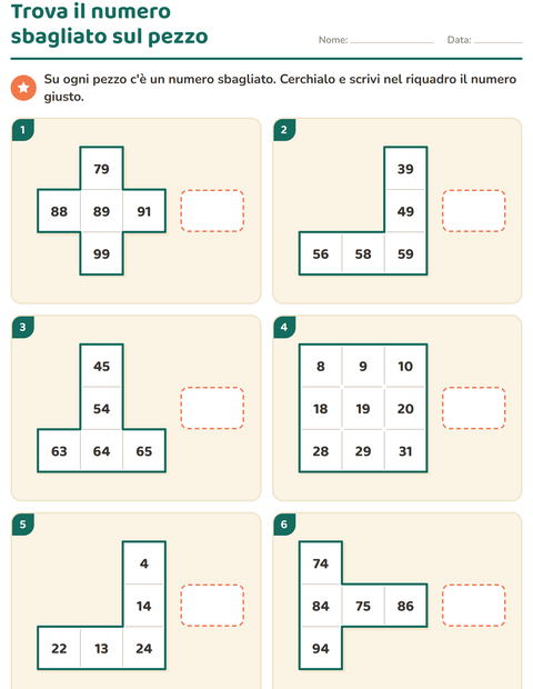 Anteprima della scheda di Puzzle della tavola del 100 per Scuola primaria classe prima