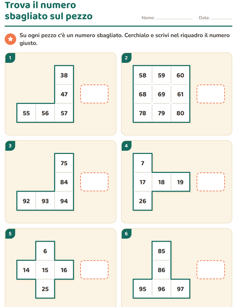 Anteprima della scheda di Puzzle della tavola del 100 per Scuola primaria classe prima
