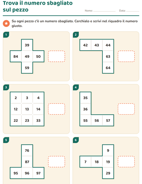 Anteprima della scheda di Puzzle della tavola del 100 per Scuola primaria classe prima
