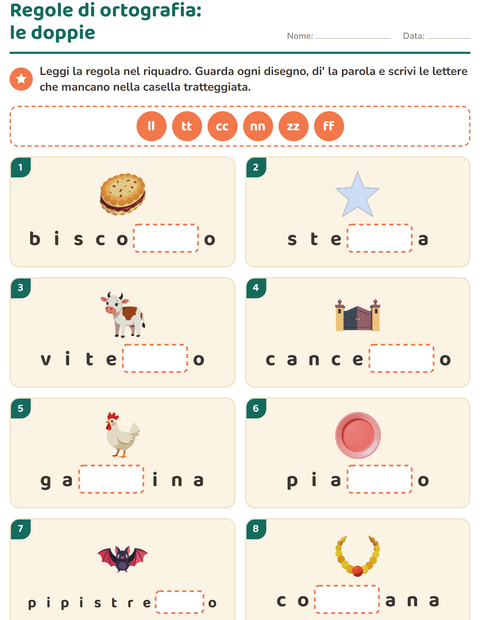 Anteprima della scheda di Regole di ortografia per Scuola primaria classe seconda