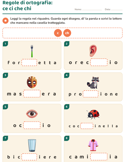 Anteprima della scheda di Regole di ortografia per Scuola primaria classe seconda