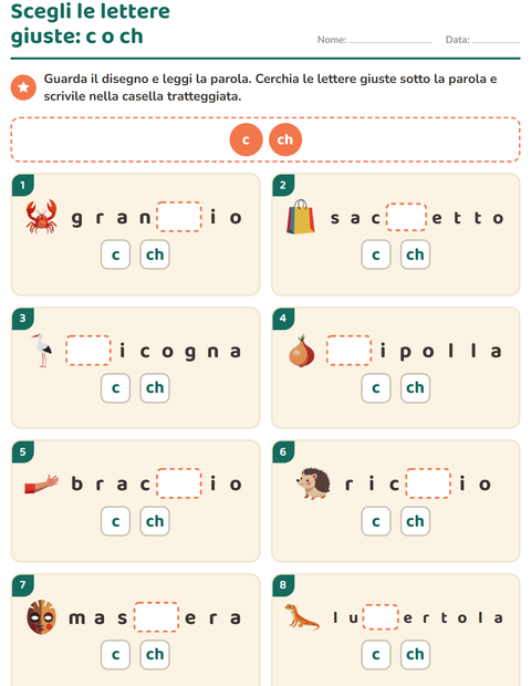 Anteprima della scheda di Regole di ortografia per Scuola primaria classe seconda