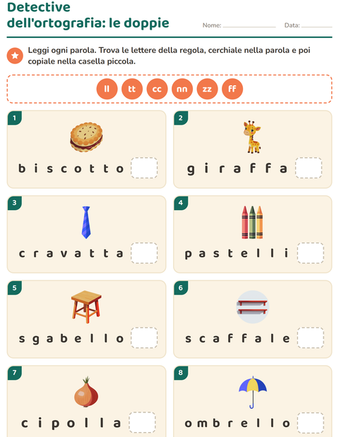 Anteprima della scheda di Regole di ortografia per Scuola primaria classe seconda