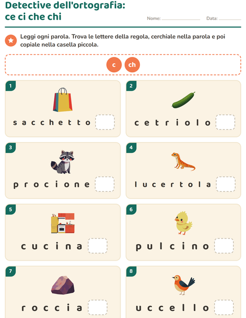 Anteprima della scheda di Regole di ortografia per Scuola primaria classe seconda