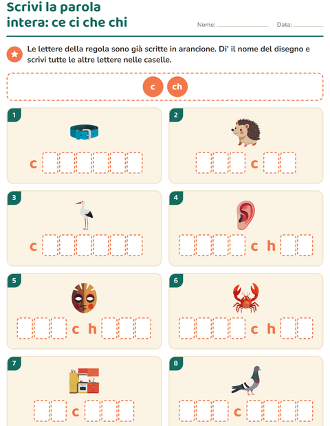 Anteprima della scheda di Regole di ortografia per Scuola primaria classe seconda