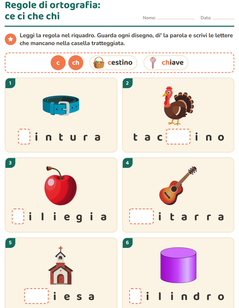Anteprima della scheda di Regole di ortografia per Scuola primaria classe seconda