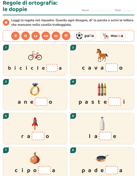 Anteprima della scheda di Regole di ortografia per Scuola primaria classe seconda