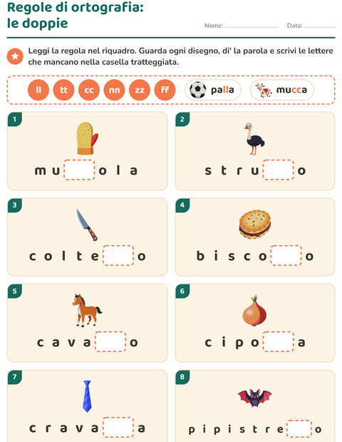 Anteprima della scheda di Regole di ortografia per Scuola primaria classe seconda