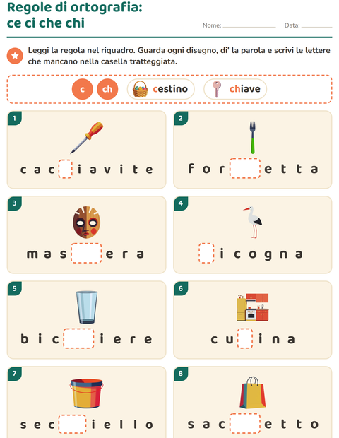 Anteprima della scheda di Regole di ortografia per Scuola primaria classe seconda
