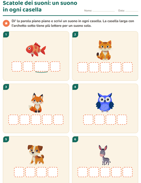 Scatole dei suoni: un suono in ogni casella, con gli animali
