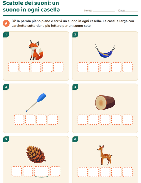 Anteprima della scheda di Scatole dei suoni con Campeggio per Scuola dell'infanzia (5-7 anni)