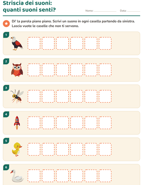 Anteprima della scheda di Scatole dei suoni con Cose che volano per Scuola primaria classe prima
