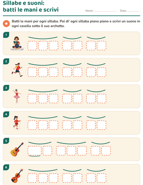 Anteprima della scheda di Scatole dei suoni con Attività per Scuola primaria classe prima