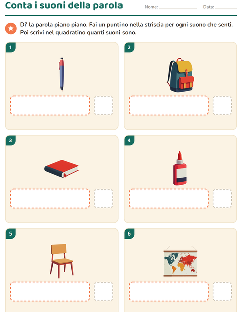 Anteprima della scheda di Scatole dei suoni con Aula per Scuola dell'infanzia (5-7 anni)