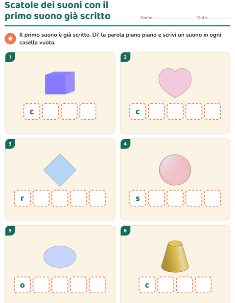 Anteprima della scheda di Scatole dei suoni con Forme per Scuola dell'infanzia (5-7 anni)