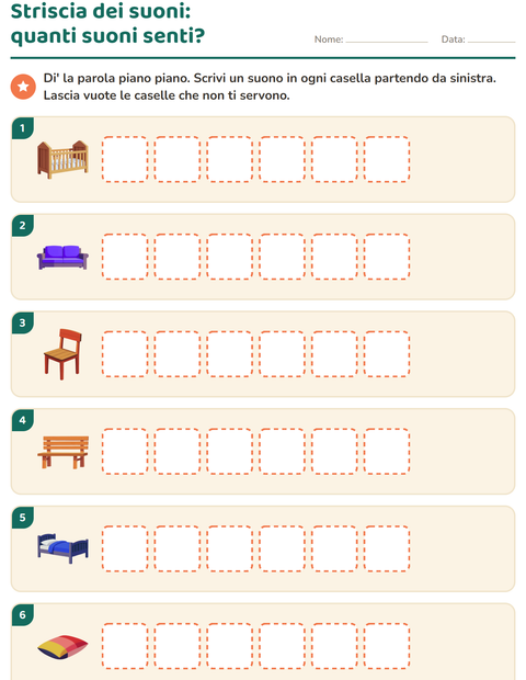 Anteprima della scheda di Scatole dei suoni con Mobili per Scuola primaria classe prima